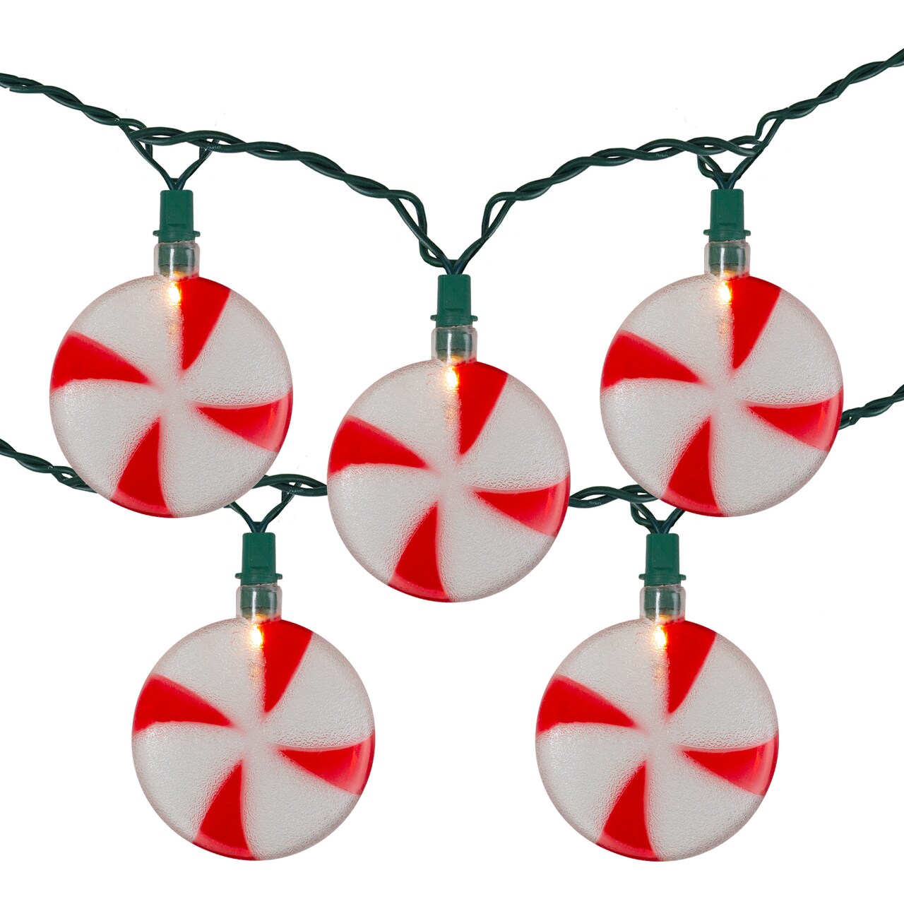 Northlight Peppermint Candy Christmas Light Set - Clear - 6' Green Wire - 10ct